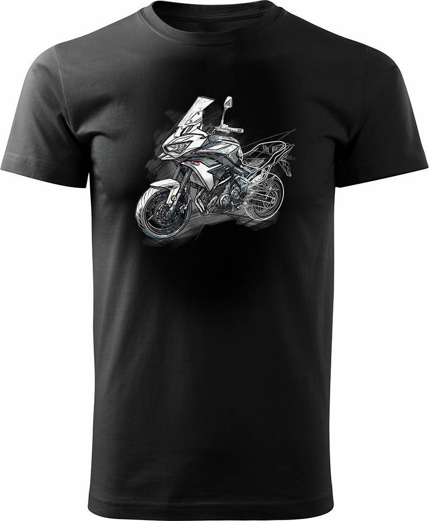 Topslang Koszulka motocyklowa z motocyklem na motor Kawasaki Versys 650 KLE 650 męska czarna XL