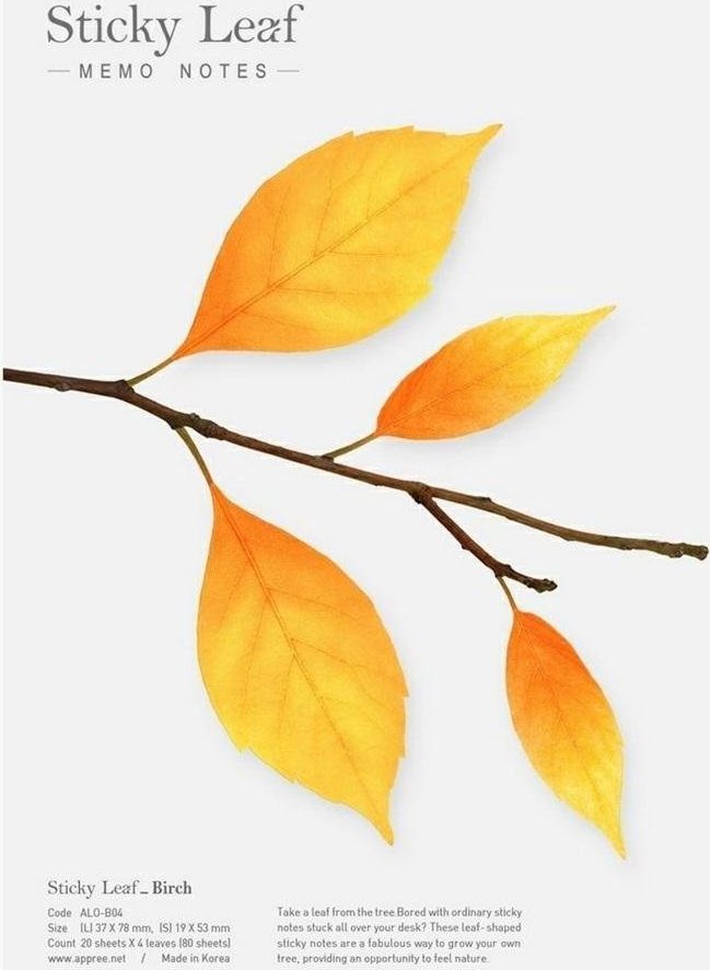 Appree Kartki samoprzylepne - brzoza żółta L