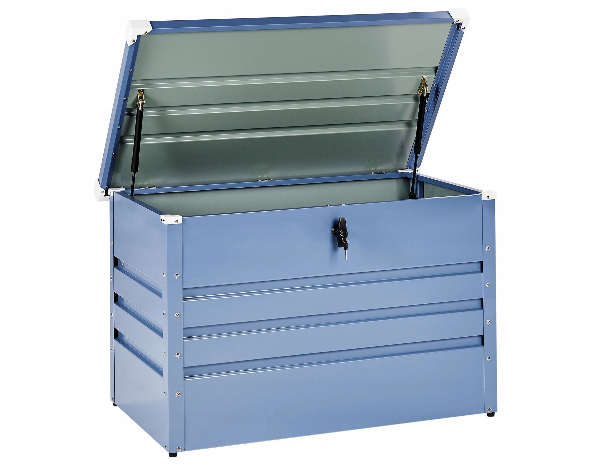 Skrzynia ogrodowa Beliani Skrzynia ogrodowa CEBROSA Metal 100 cm 62 cm Niebieski