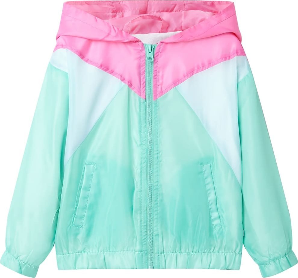vidaXL Kurtka dziecięca z kapturem i zapięciem na zamek, wielokolorowa, 128