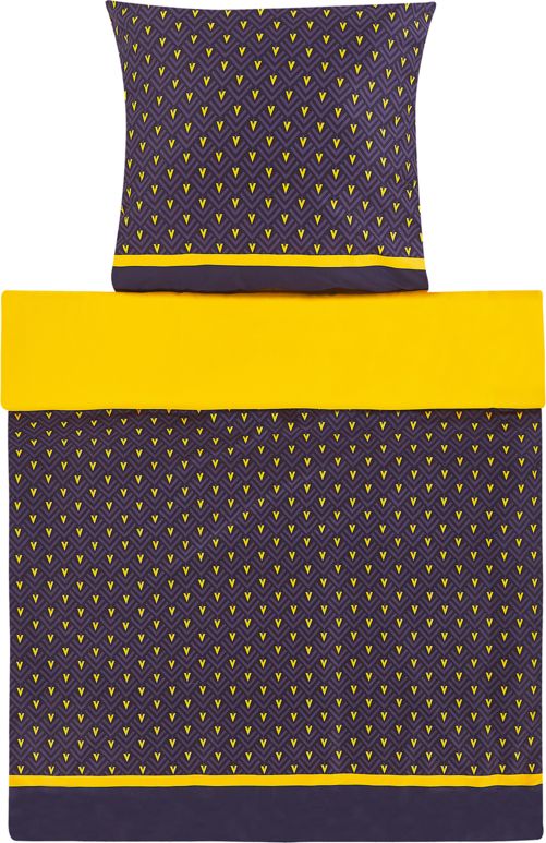 Beliani Komplet pościeli bawełnianej Wallingford niebiesko-żółty 135x200 cm