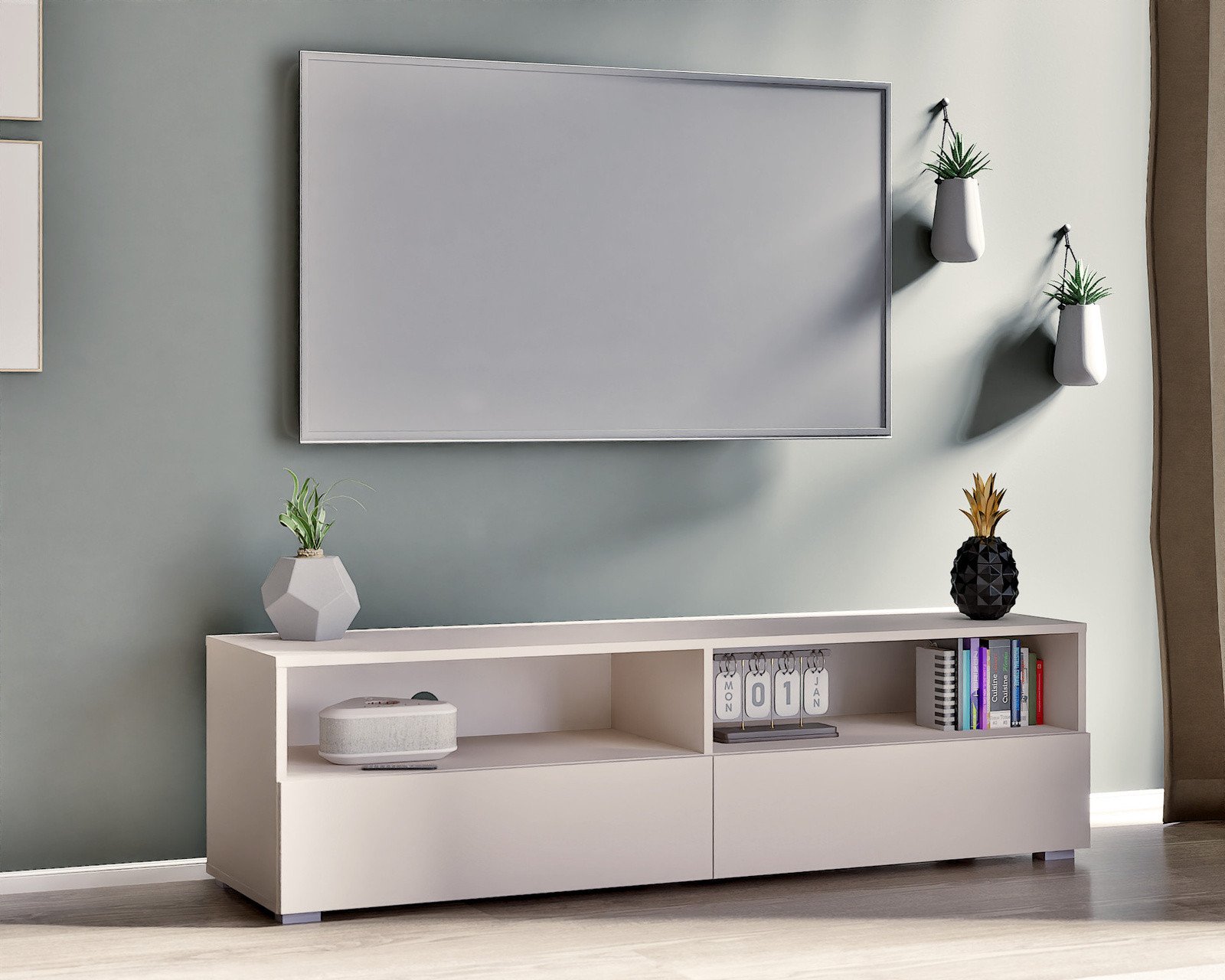 Stylowa szafka RTV Tebris 150 w kolorze cashmere