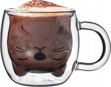 Pan i Pani Gadżet Kubek Szklanka Termiczna Z Podwójną Ścianką Kot Kotek Dla Dzieci Prezent