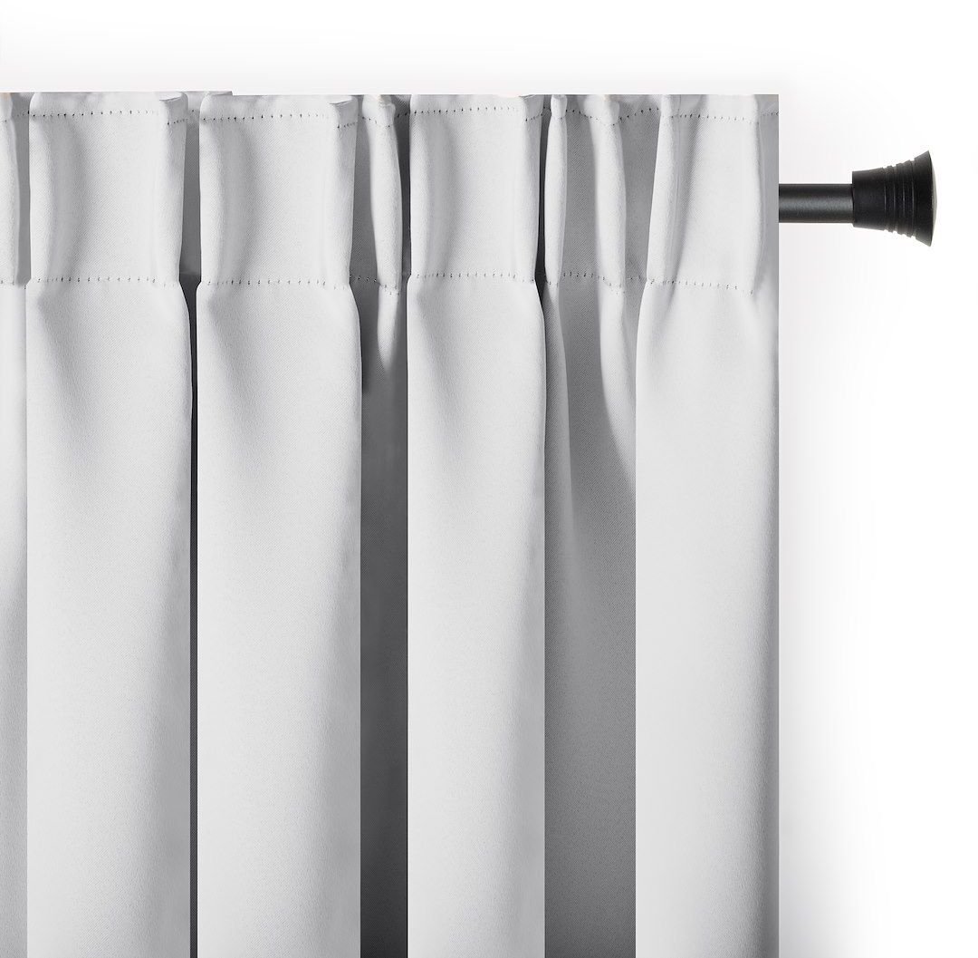 Zasłona blackout 90% na taśmie z szarfą 140x175 biała Restilo