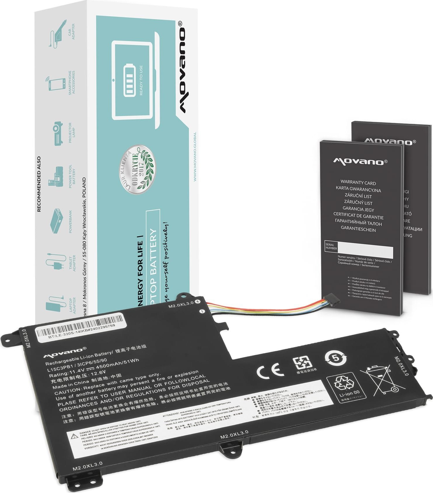 Bateria Movano Bateria Movano do Lenovo IdeaPad 330S-14IKB, 330S-15ARR, Yoga 520