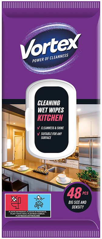 Drėgnos servetelės virtuvei Vortex, 48 vnt.