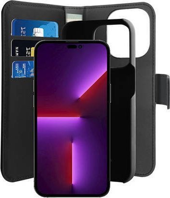 Puro Etui Wallet Detachable do iPhone 14 Pro 6,1" 2w1 czarne/black