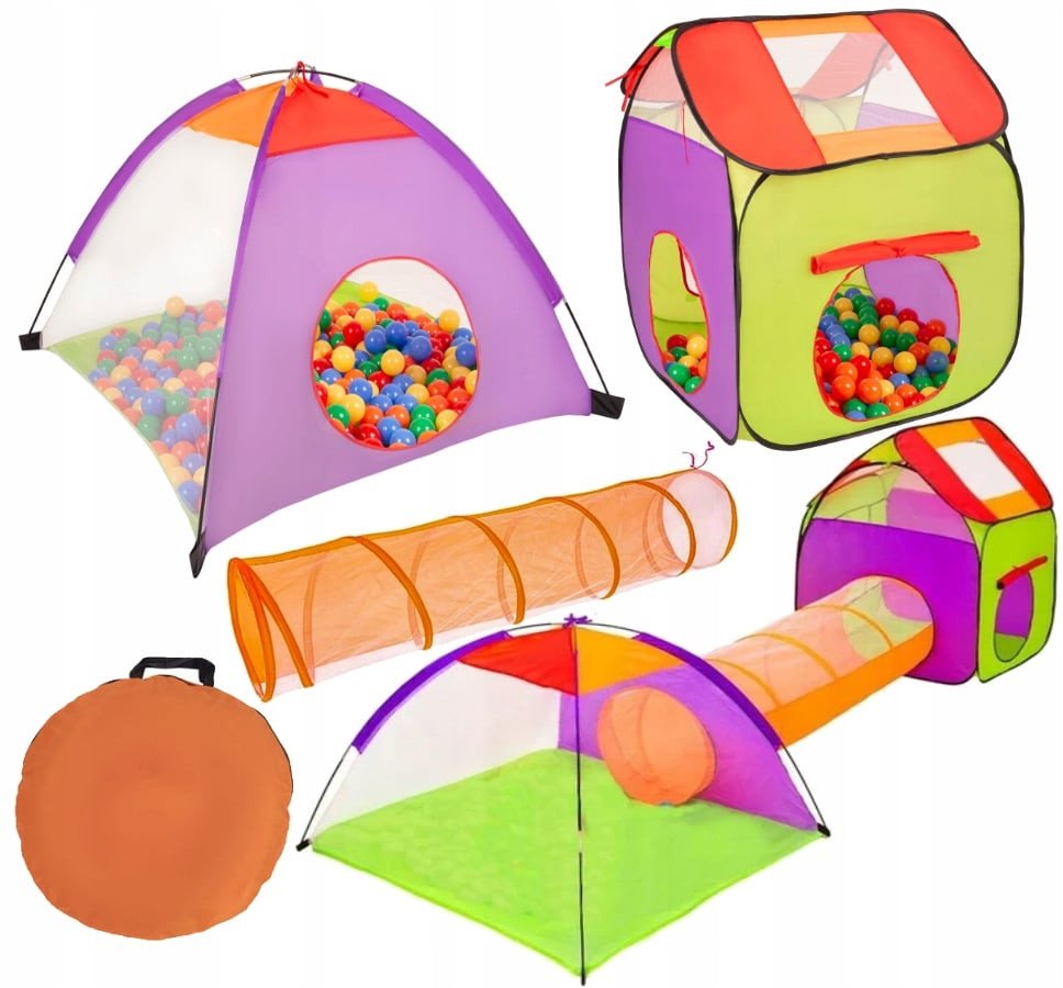 NAMIOT ZESTAW 3W1 DOMEK TUNEL DLA DZIECI DO ZABAWY DO OGRODU TIPI WIGWAM