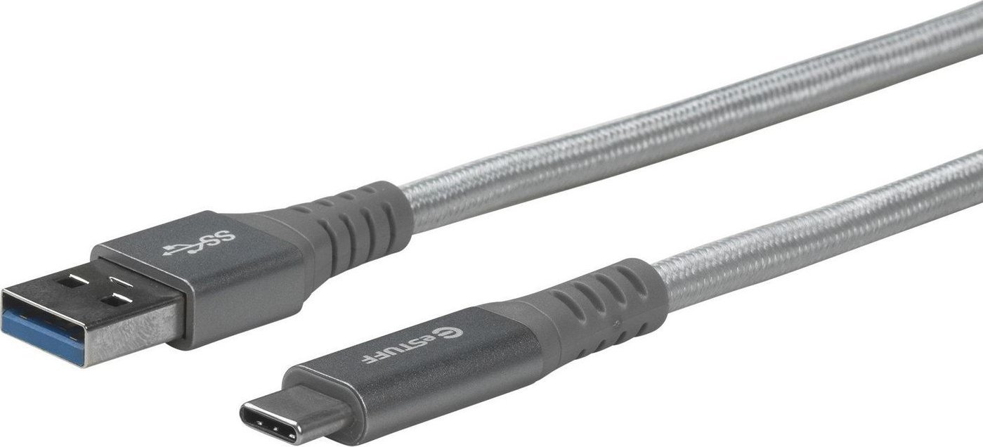 Kabel USB eStuff USB-C - USB-A 1 m Szary (ES605151)