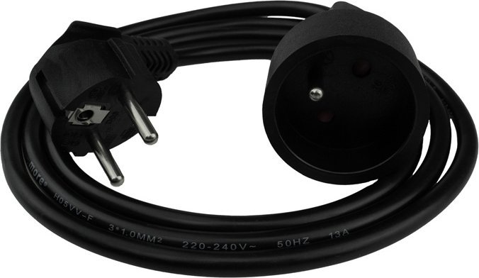 Ecolight Przedłużacz 1 gniazdo 1.5m z/u 3x1.0mm2 czarny