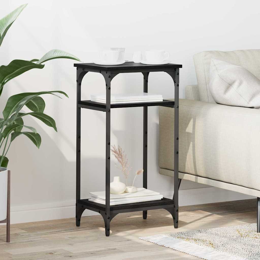 vidaXL Stolik boczny z półką Czarny Dąb 40 x 30 x 75 cm