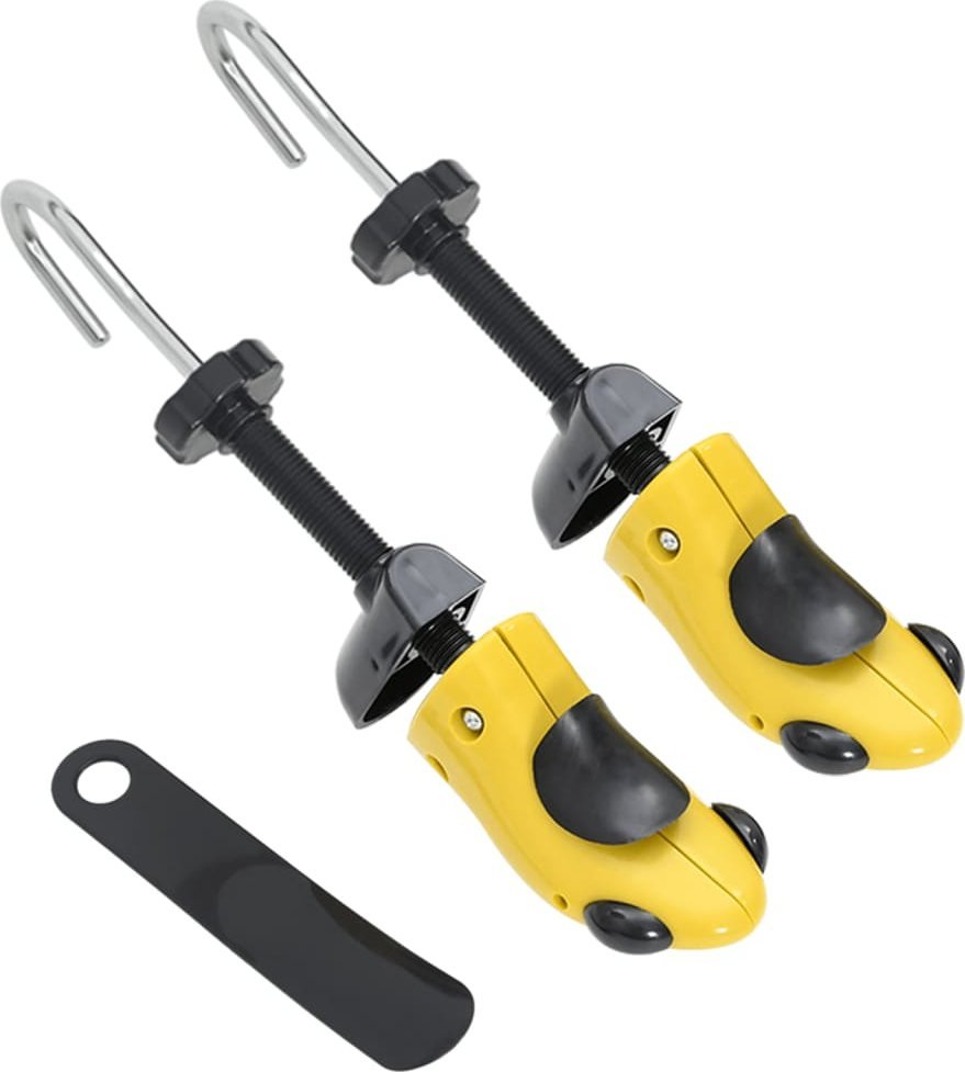 vidaXL Prawidła do butów z łyżką do butów, żółte, EU 34-37, plastik