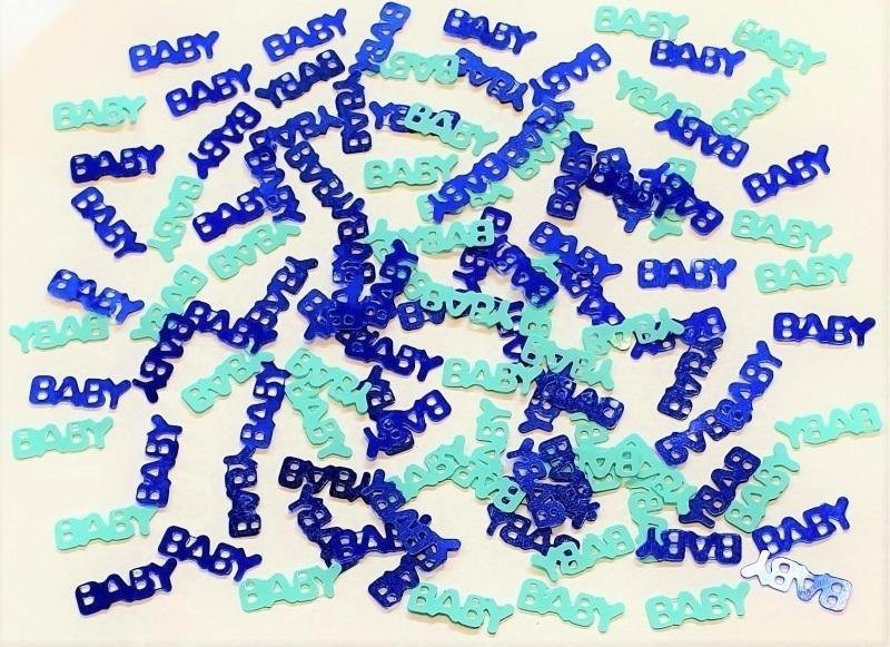 Konfetti metalizowane Happy Birthday niebieskie