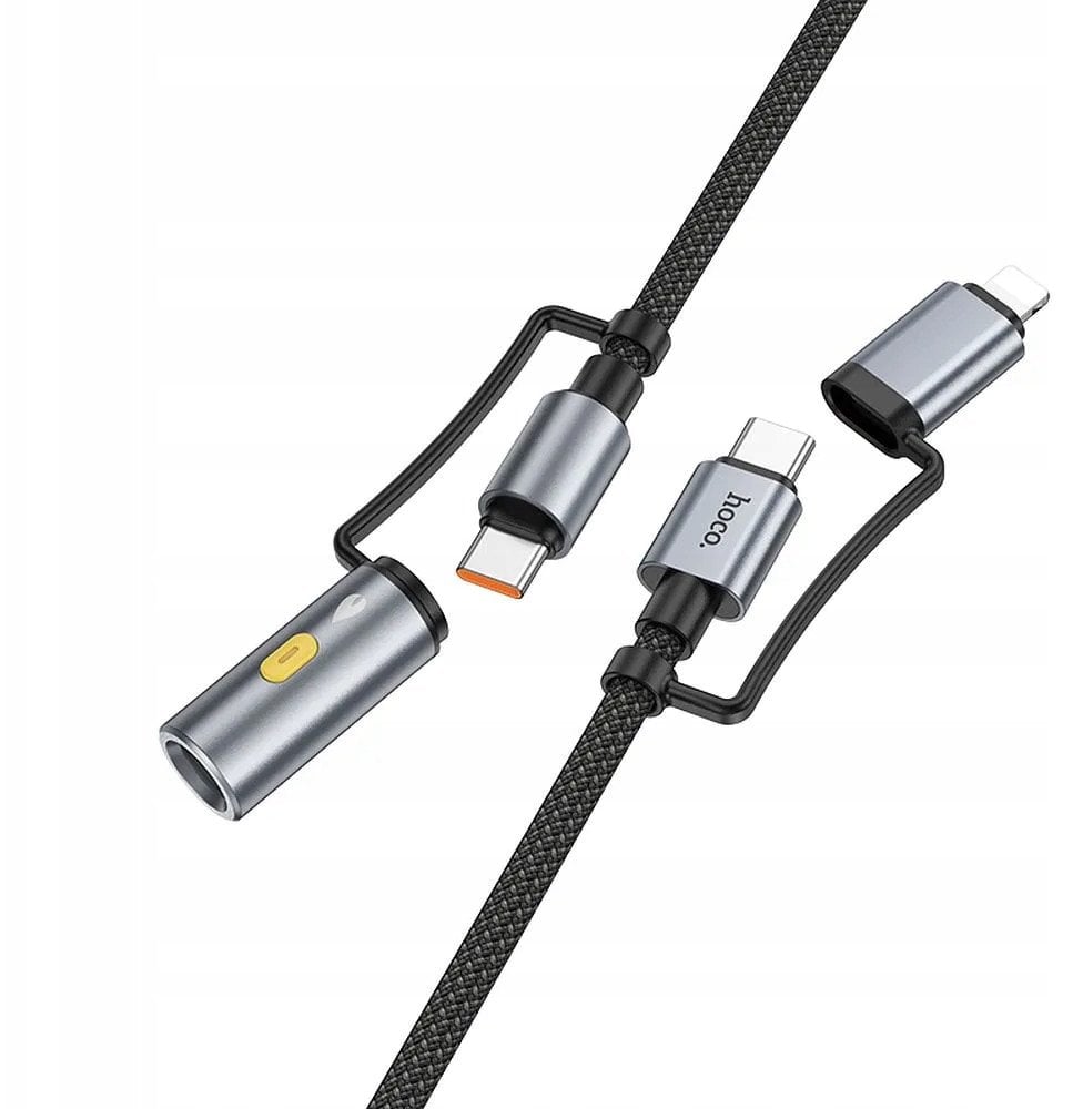 HOCO kabel All-in-one Typ C / Lightning do Typ C / Zapalniczka samochodowa PD 3A 60W U138 1,2 m szary