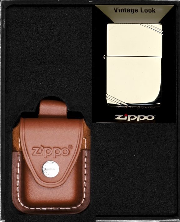 Zestaw ZIPPO Zapalniczka VINTAGE CHROME HIGH POLISH Prezentowy No2