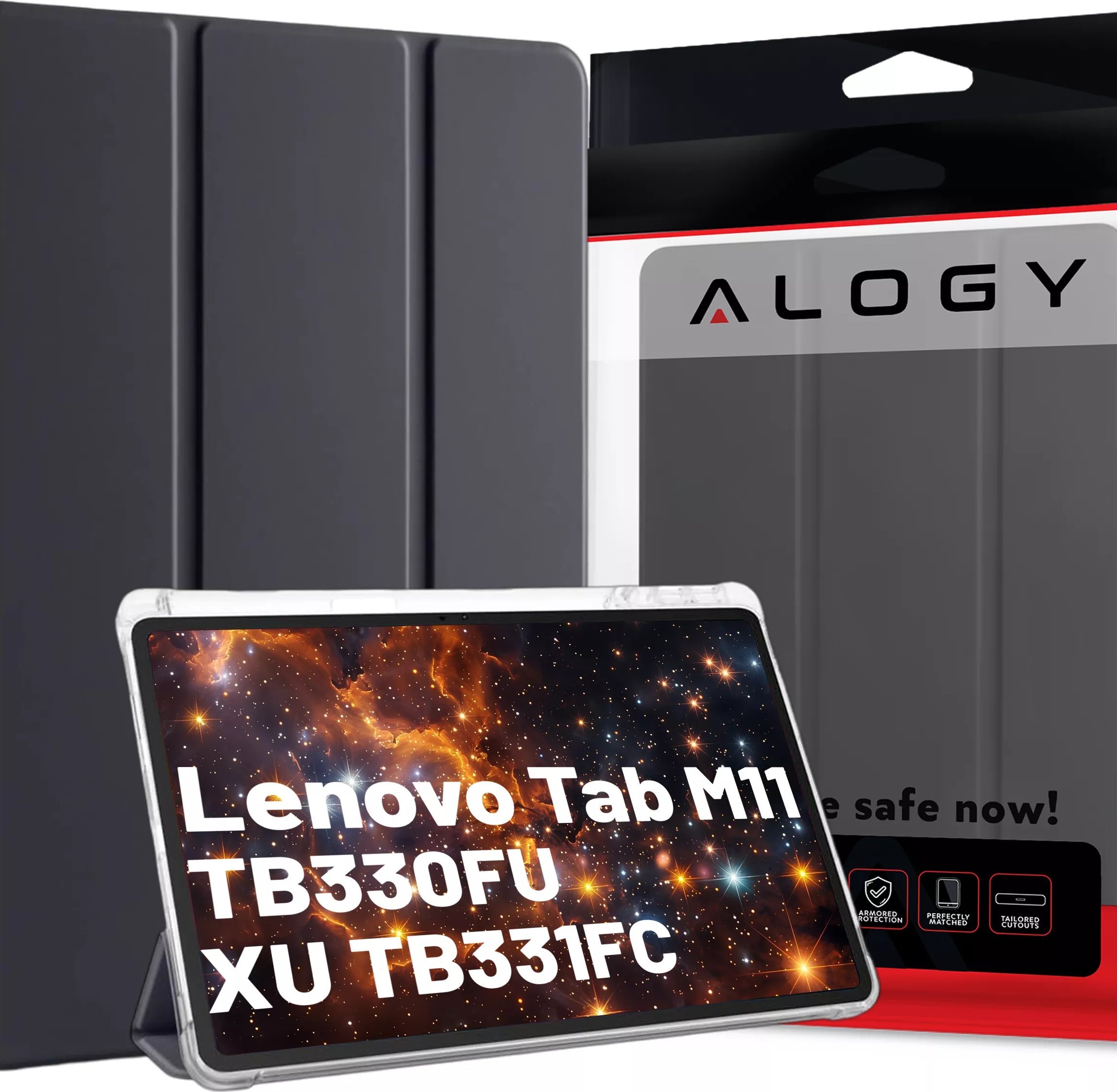 Etui na tablet Alogy Etui do Lenovo Tab M11 10.95" TB330FU/TB330XU/TB331FC Smart Case Pencil z klapką obudowa Czarno-przezroczyste