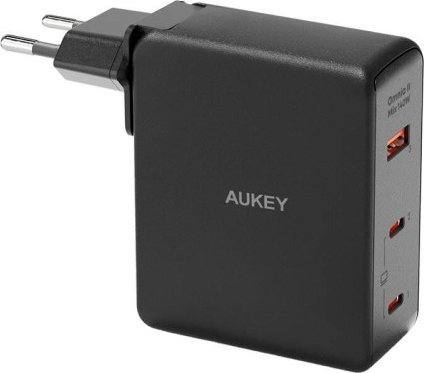 Ładowarka Aukey Ładowarka sieciowa Aukey PA-B7O, 1xUSB-A, 2xUSB-C, 140W GaN (czarna)