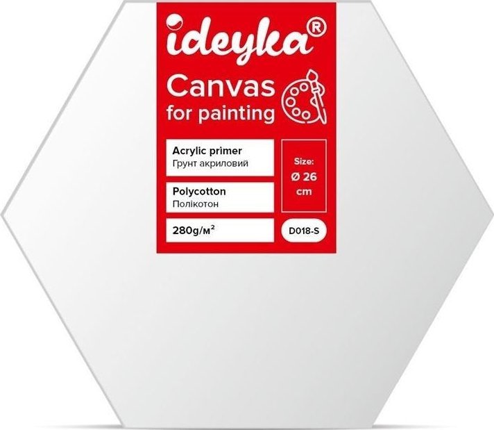 Płótno malarskie na blejtramie sześciokątnym 26cm