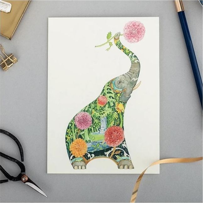 DM Collection Karnet A085 B6 + koperta Słoń z kwiatami