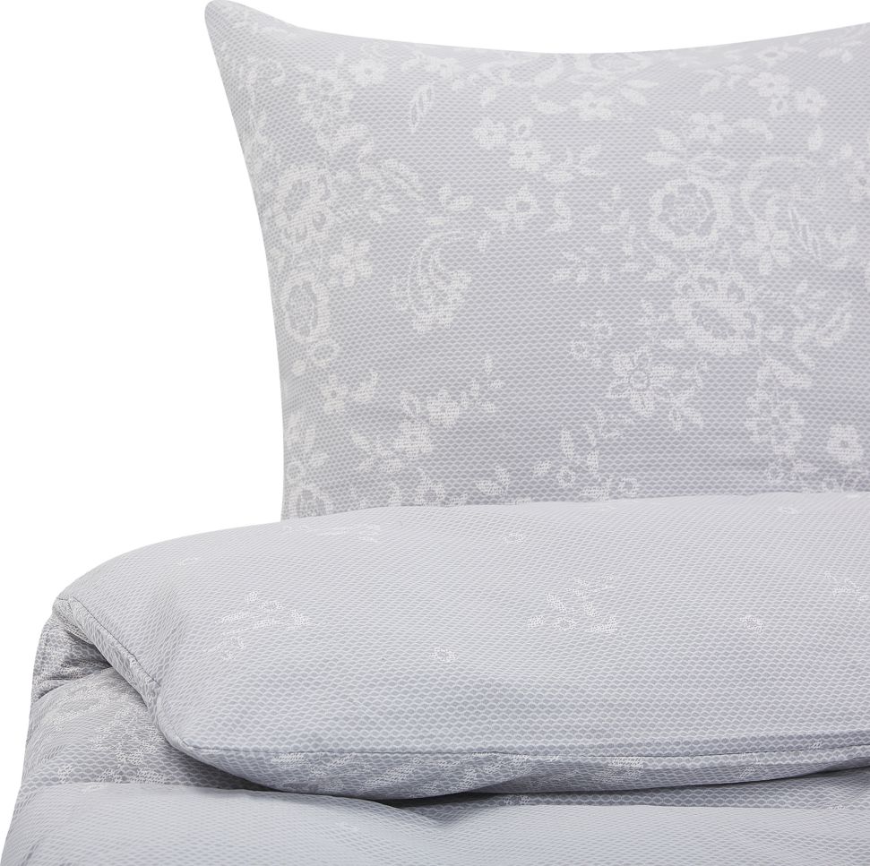 Shumee Komplet pościeli bawełnianej w kwiaty 220 x 240 cm szary MORNINGSIDE