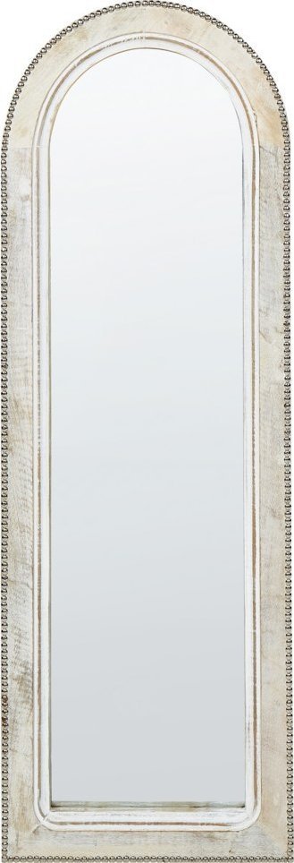 Beliani Drewniane lustro ścienne 31 x 91 cm złamana biel SARRY