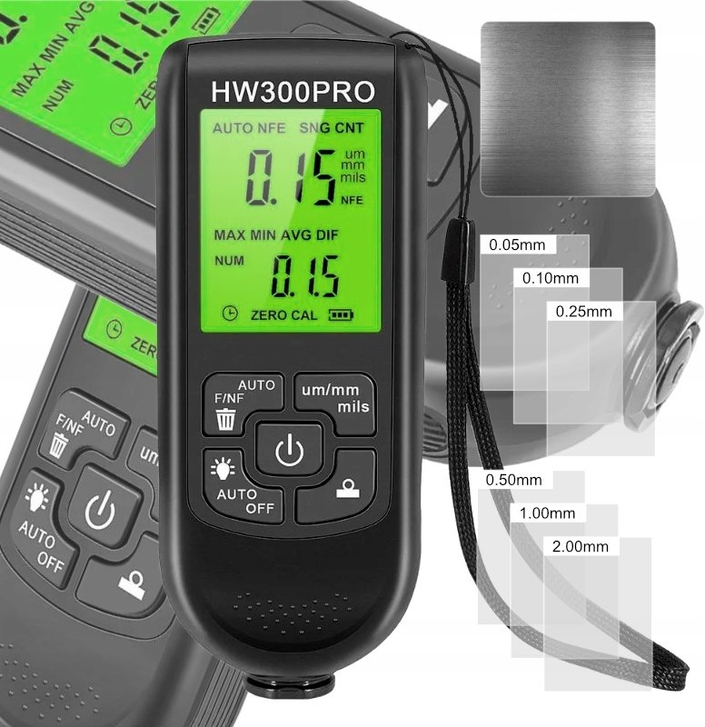 Precyzyjny Miernik Tester Grubości Lakieru Sonda Wyświetlacz LCD 0-2000um