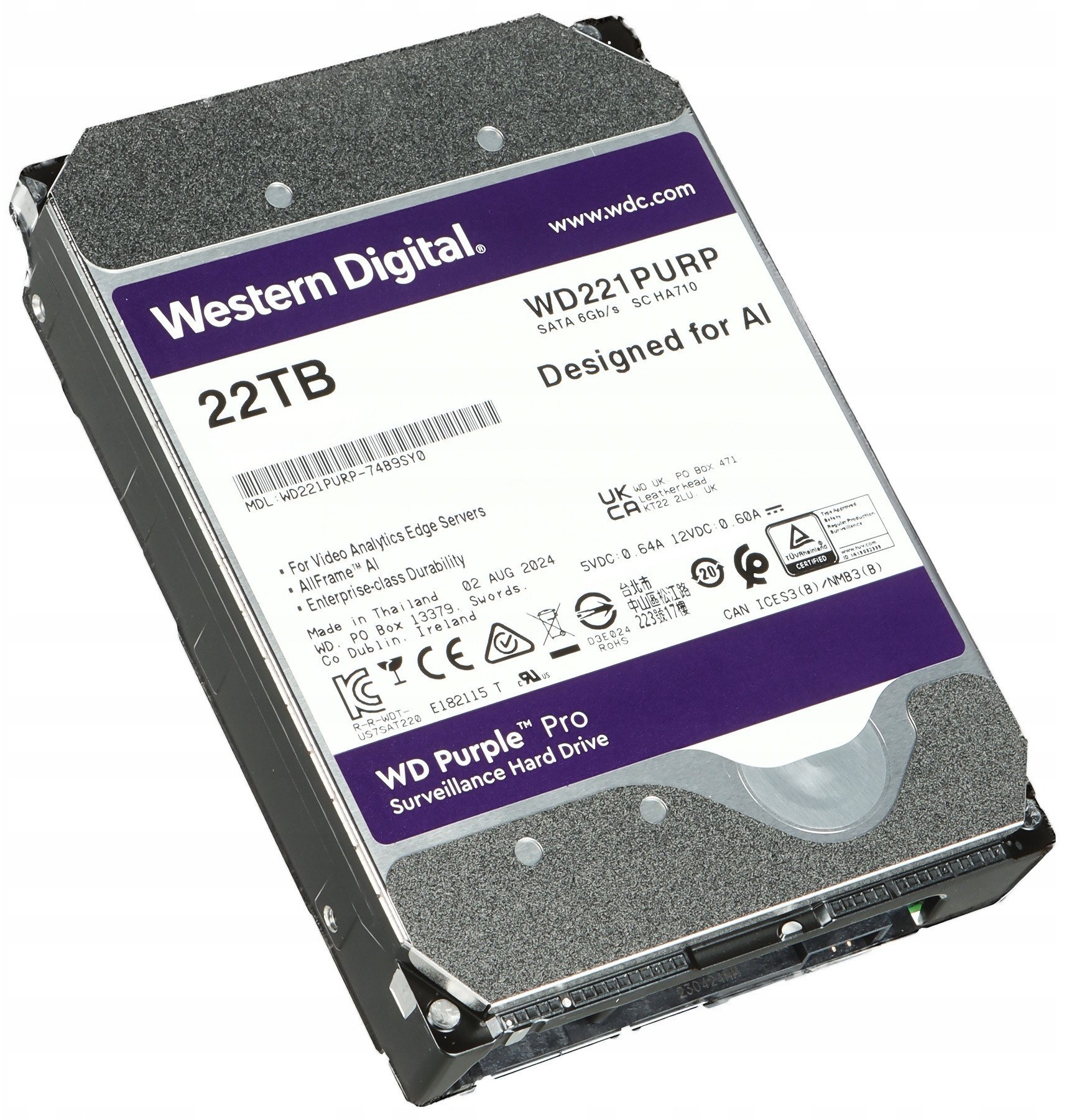 DYSK DO REJESTRATORA HDD-WD221PURP 22TB 24/7 WESTERN DIGITAL