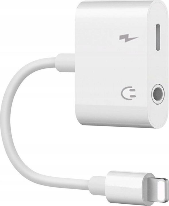 Adapter USB Co2 Lightning - Jack + Lightning Lightning - Jack 3.5mm + Lightning Biały
