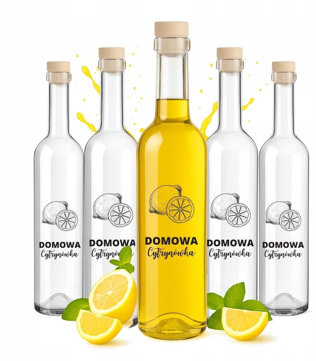40x Butelka FUTURA 0,5L z NADRUKIEM DOMOWA CYTRYNÓWKA na bimber nalewki sok