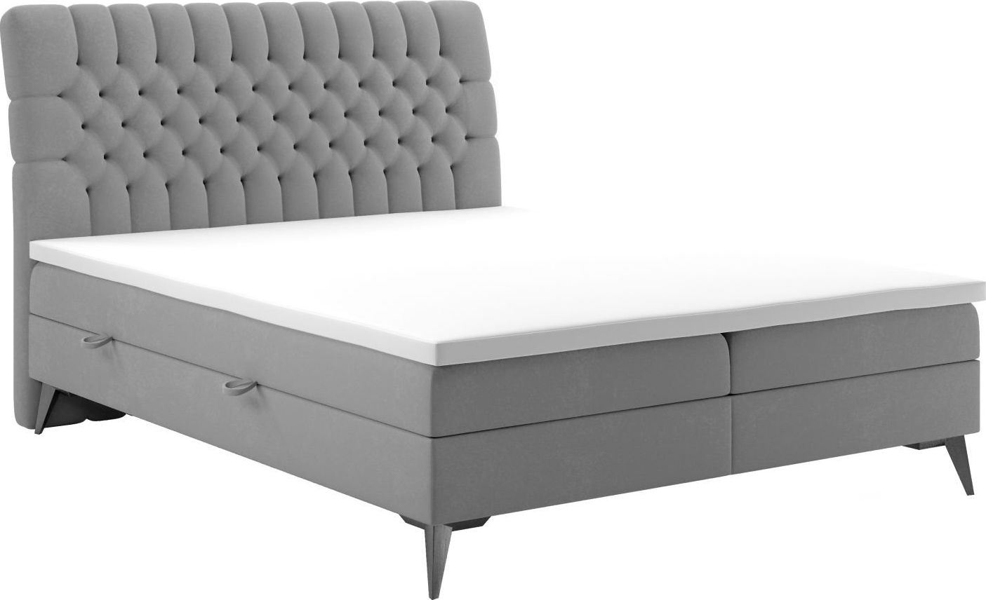 LAVERTO Łóżko kontynentalne BETAFO 180x200 szare velvet z pojemnikiem