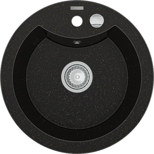 Zlewozmywak Mexen Diego granitowy 1-komorowy 488 x 480 mm, czarny/złoty metalik - 6512481000-75