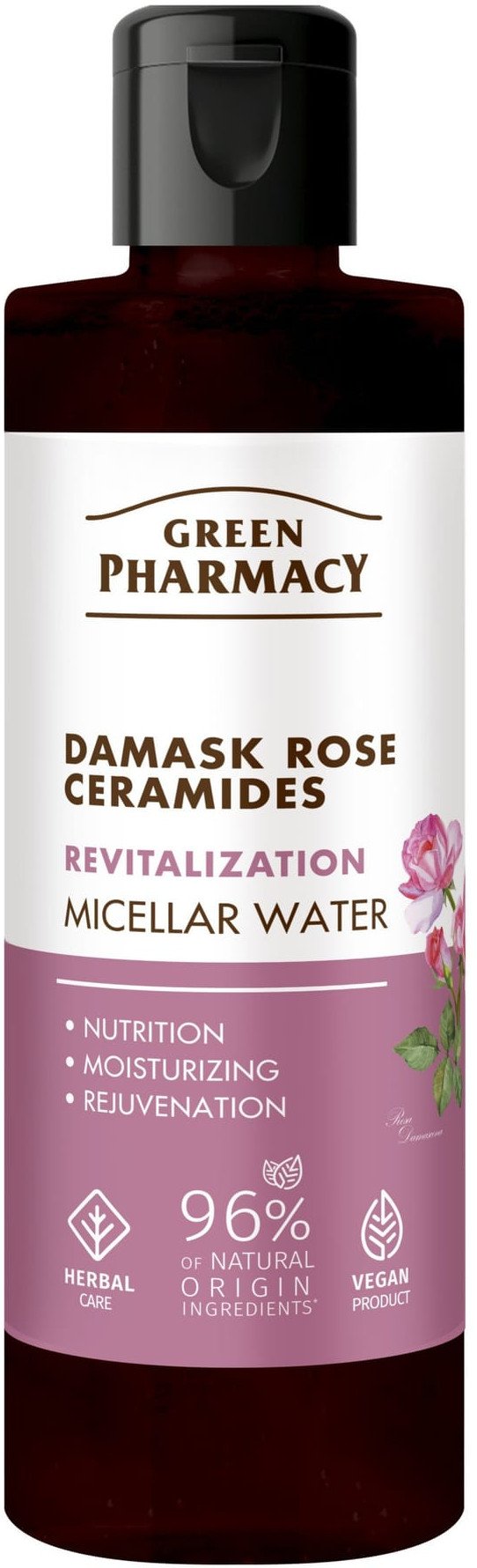 GREEN PHARMACY Róża Damasceńska + Ceramidy Rewitalizująca Woda micelarna do demakijażu twarzy 200 ml