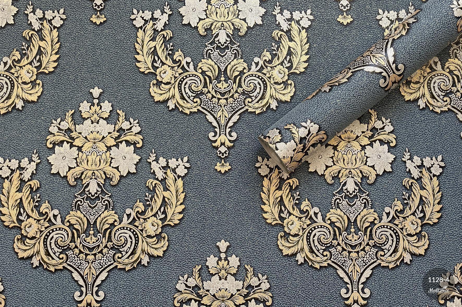 MallDeco TAPETA WINYLOWA MODEL SARDONE DCOR, NIEBIESKO-ZŁOTA