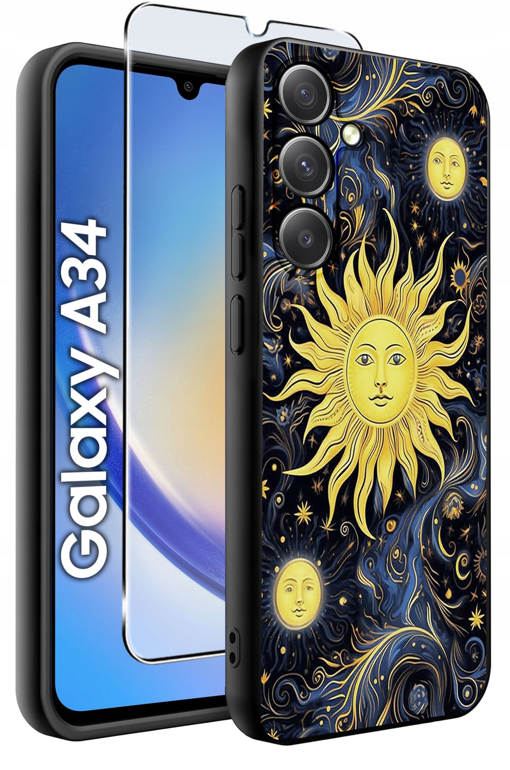 ETUI do Samsung A34 5G WZORY | SILIKONOWE MATT CASE + SZKŁO 9H