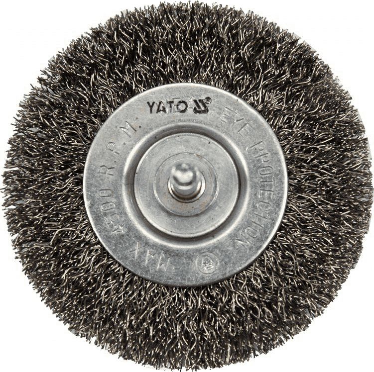 Yato szczotka tarczowa z trzpieniem drut karbowany stalowy INOX 75mm (YT-47568)