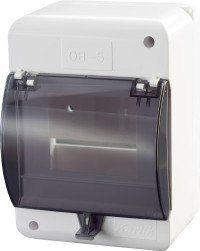 Karlik Obudowa bezpiecznikowa 5 modułowa z zerem i klapką białe (OB-5ZZK)