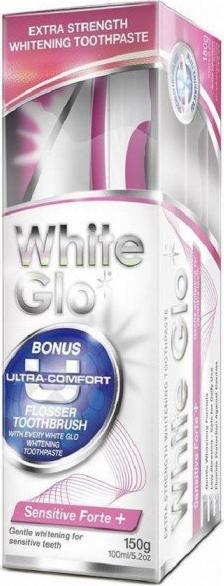 White Glo WHITE GLO_SET Sensitive Forte + Extra Strength Whitening Toothpaste wybielająca pasta na wrażliwe zęby i delikatne dziąsła 100ml + szczotecz