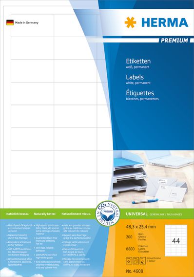 Herma Etykiety Premium A4, białe, papier matowy, 8800 szt. (4608)