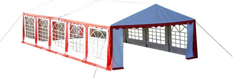 vidaXL Pokrycie namiotu (dach i ścianki), 10x5 m, czerwono-białe