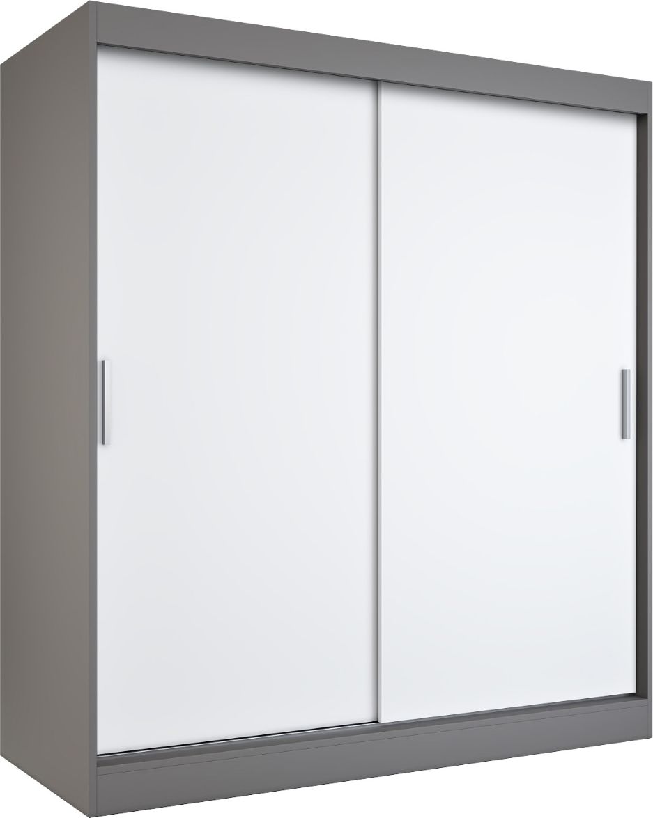 MKPOL Szafa przesuwna MODUO COMFORT 180 antracyt/biała mat gładka