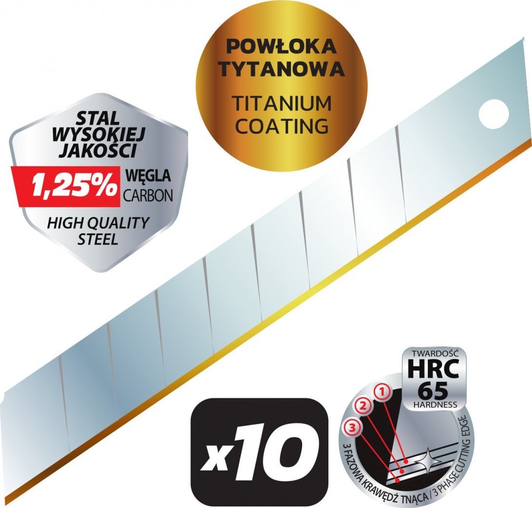 Dedra Ostrza łam. precyzyjne z powł.tytan. 18mm 10 szt. made in EU