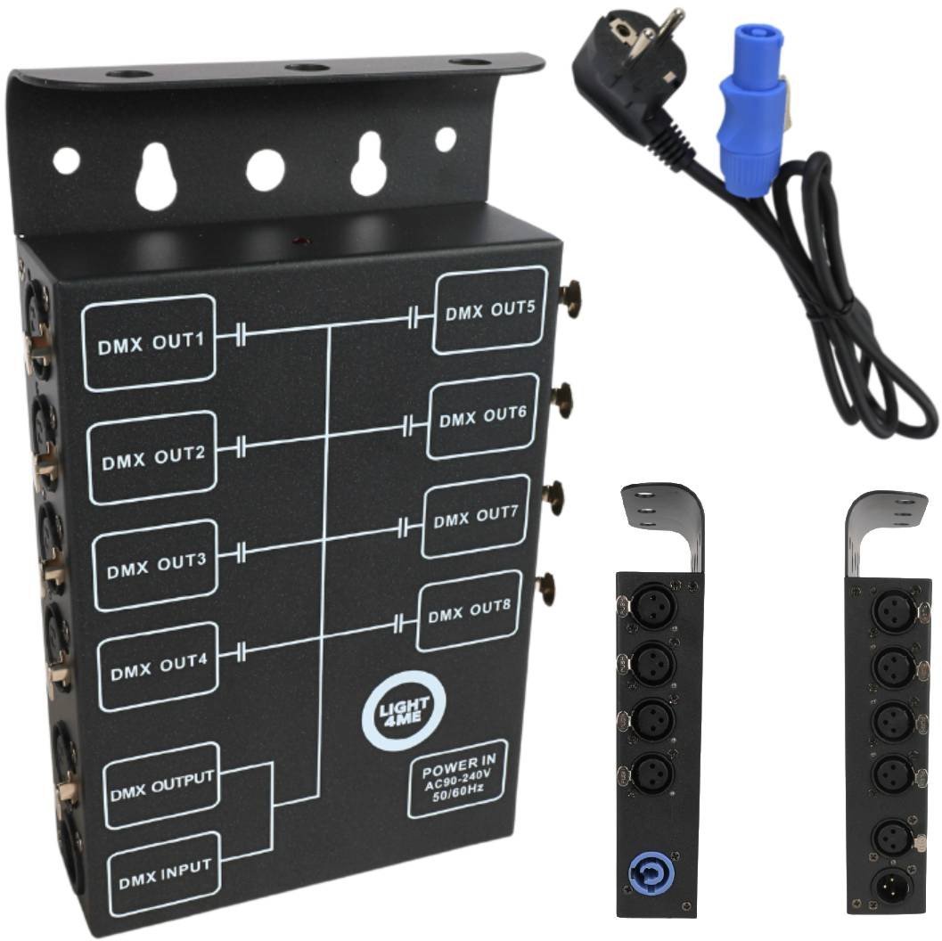 LIGHT4ME XSPLIT 8 rozdzielacz sygnału DMX splitter 8-kanałowy uchwyt montażowy