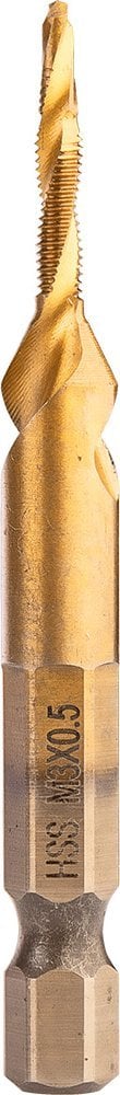 Wiertło gwintujące HSS TiN, M3x0,5 mm, Hex