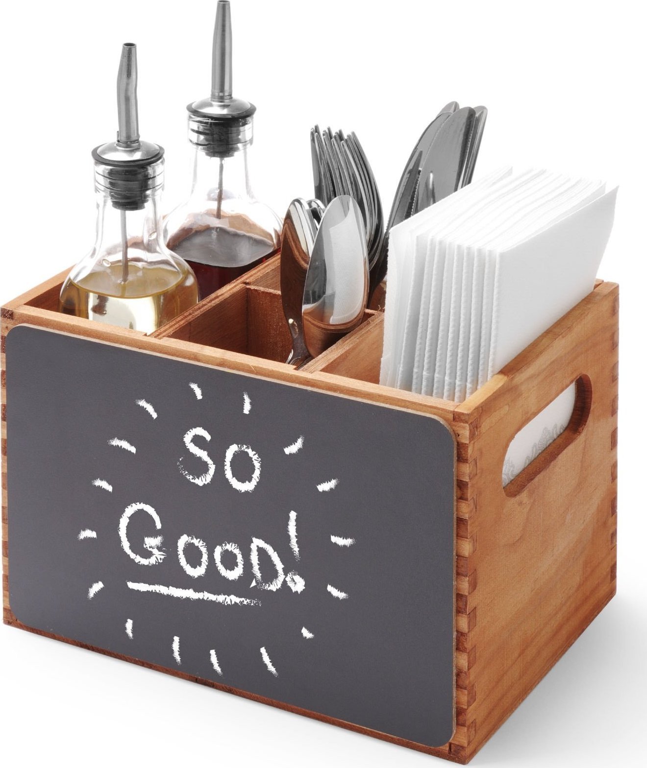 Hendi Skrzynka pojemnik na menu sztućce przyprawy z tablicami do pisania drewniana - Hendi 664148 Skrzynka pojemnik na menu sztućce przyprawy z tablic