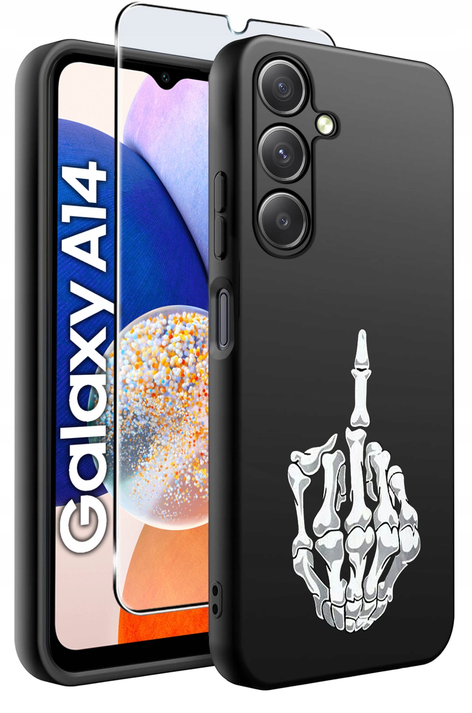 ETUI do Samsung A14 5G WZORY | SILIKONOWE MATT CASE + SZKŁO HARTOWANE 9H