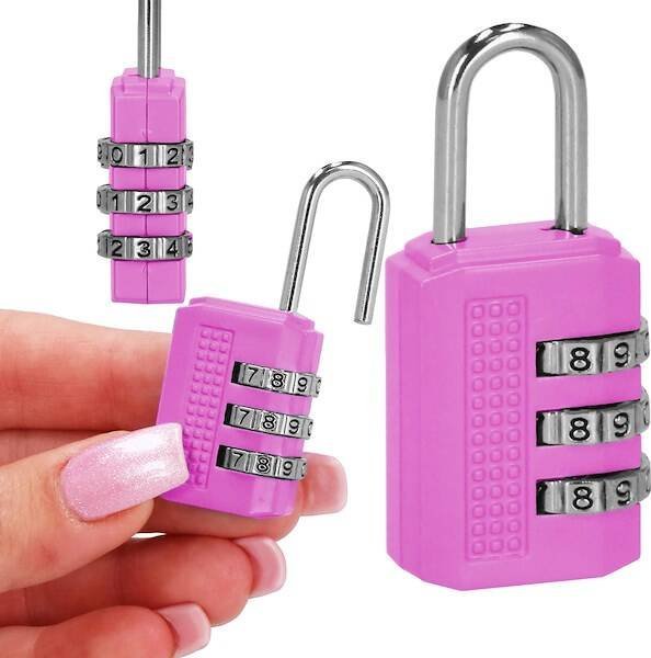 Springos Kłódka szyfrowa, metalowa, zamek 3-cyfrowy, na bagaż, różowa UNIWERSALNY