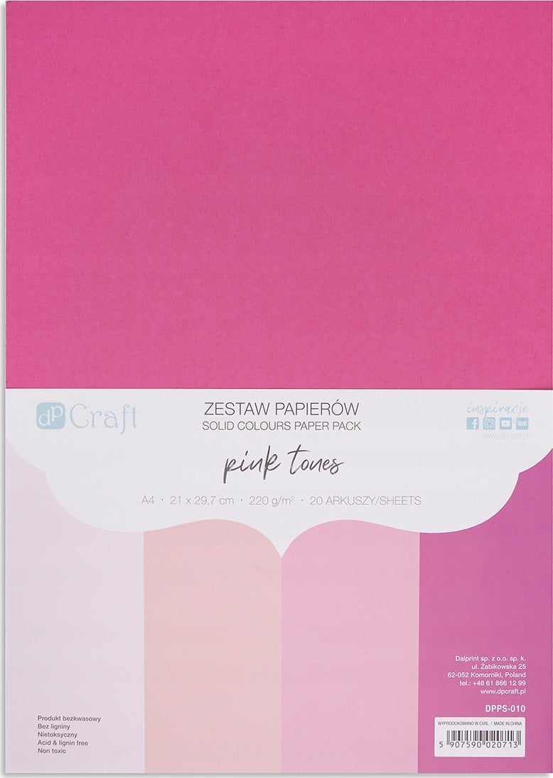Zestaw papierów A4 20 arkuszy Pink tones 220g