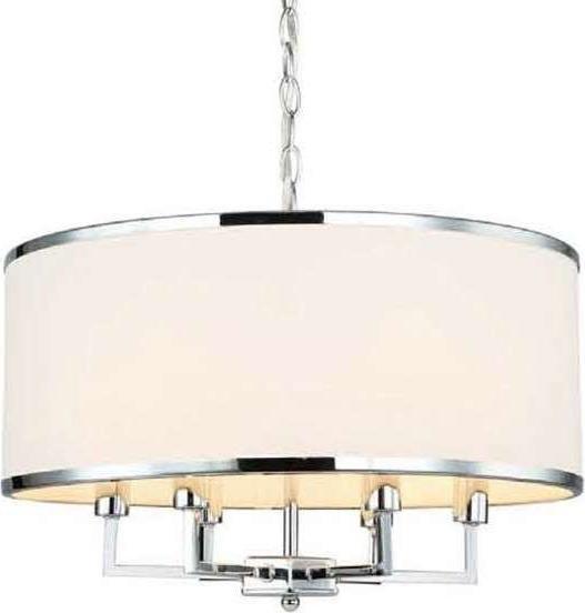 Lampa wisząca Orlicki Design Okrągła LAMPA wisząca Casa Cromo M Orlicki Design klasyczna OPRAWA abażurowy ZWIS na łańcuchu kremowy chrom