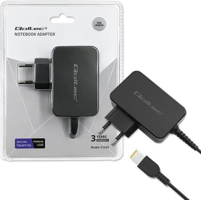 Zasilacz do laptopa Qoltec Zasilacz do Lenovo 45W | 20V | 2.25A | slim tip+pin