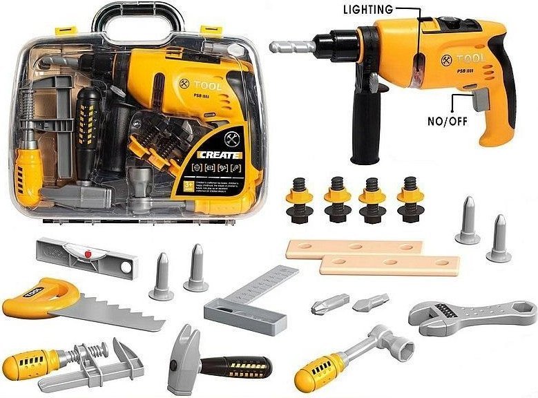 Zestaw narzędzi z wiertarką na baterie w walizce